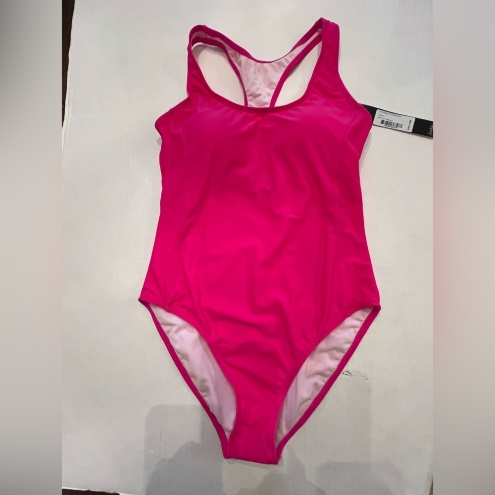 NICOLE MILLER STUDIO ONE PIECE RACER BACK HOT PINK SWIM SUIT SIZE MEDIUM NWT